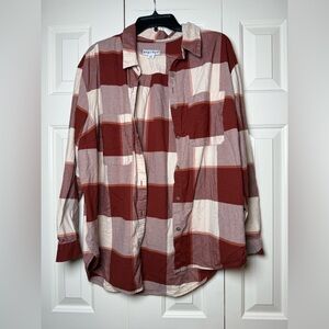 Ava & Viv Long Sleeve Plaid Button Down Top